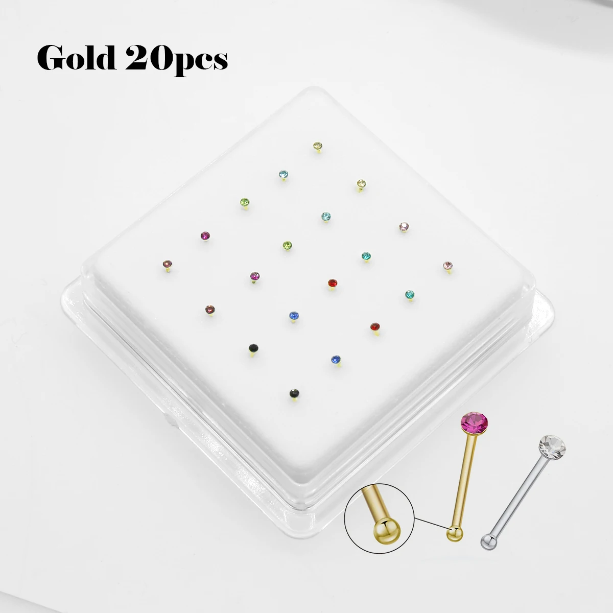 1.5mm Different Crystal Color Piercing Tiny Nose Stud For Women Sterling Silver 925 Jewelry Nez Pircing Nariz Joyería Corporal