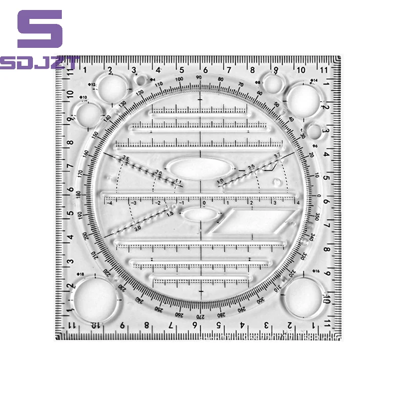 Multifunction Ruler Drawing Template Art Design Architect Stereo Geometry Circle Drafting Measuring Scale Kawaii Ruler