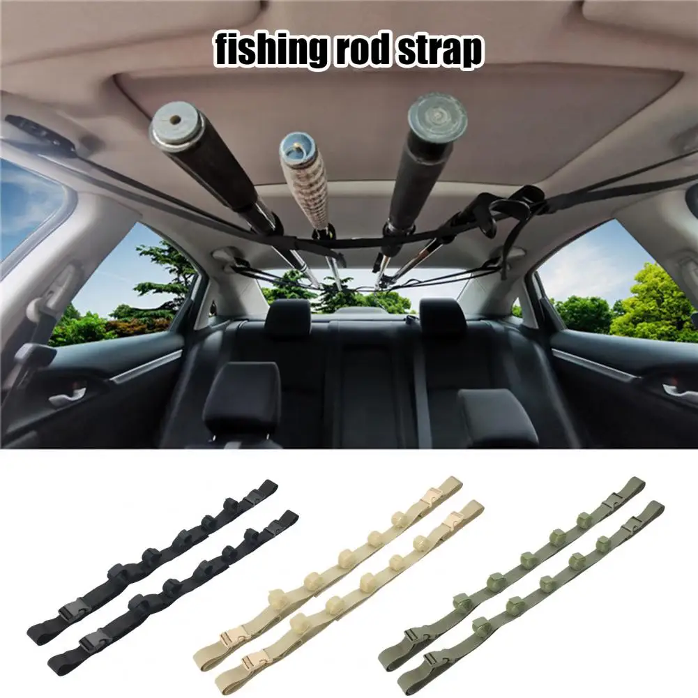 Heavy Duty Fishing Pole Holder Adjustable Heavy Duty Car Fishing Rod Holder with 5 Loop Organizer Strap for Suvs Trucks for Auto