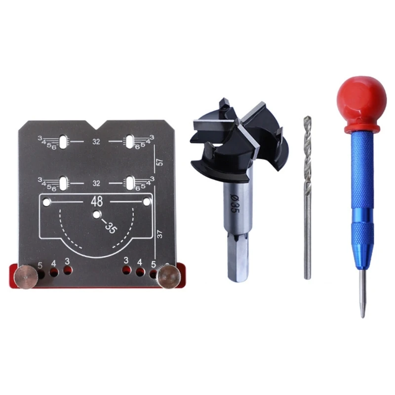 

Hinge Hole Drilling Guide Locator Hinge Drilling Jig Drill Bit Woodworking Cabinet Door Hole Opener 35mm