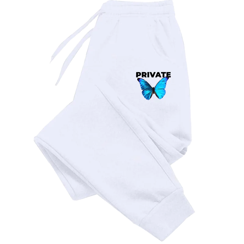 Butterfly letter print sweatpants, private clothing, women's trousers, sweatpants, autumn and winter