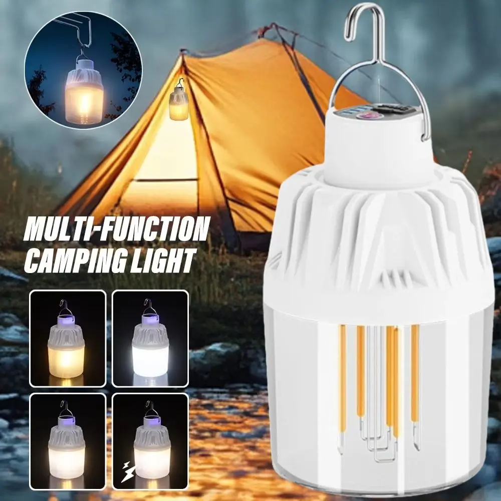 Portable Solar Powered Camping Light Dual Color Bright LED Camping Light Rainproof Rechargeable Solar Light Hiking