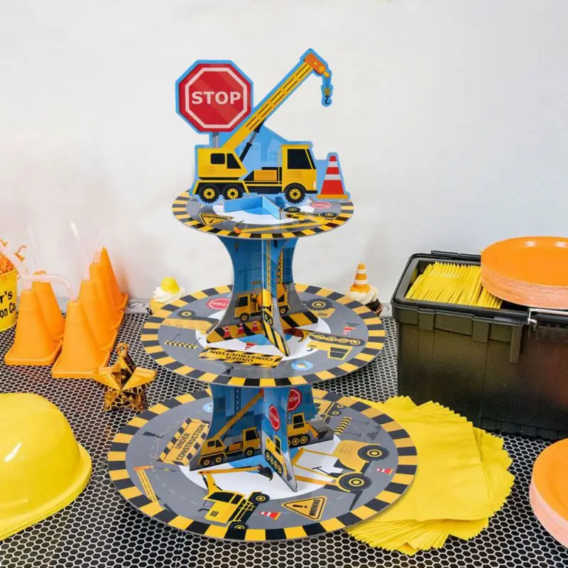 Konstruksi Topper Cupcake Pick Dump Truck Ekskavator Traktor Hiasan Kue Pesta untuk Dekorasi Pesta Baby Shower Ulang Tahun Anak-anak