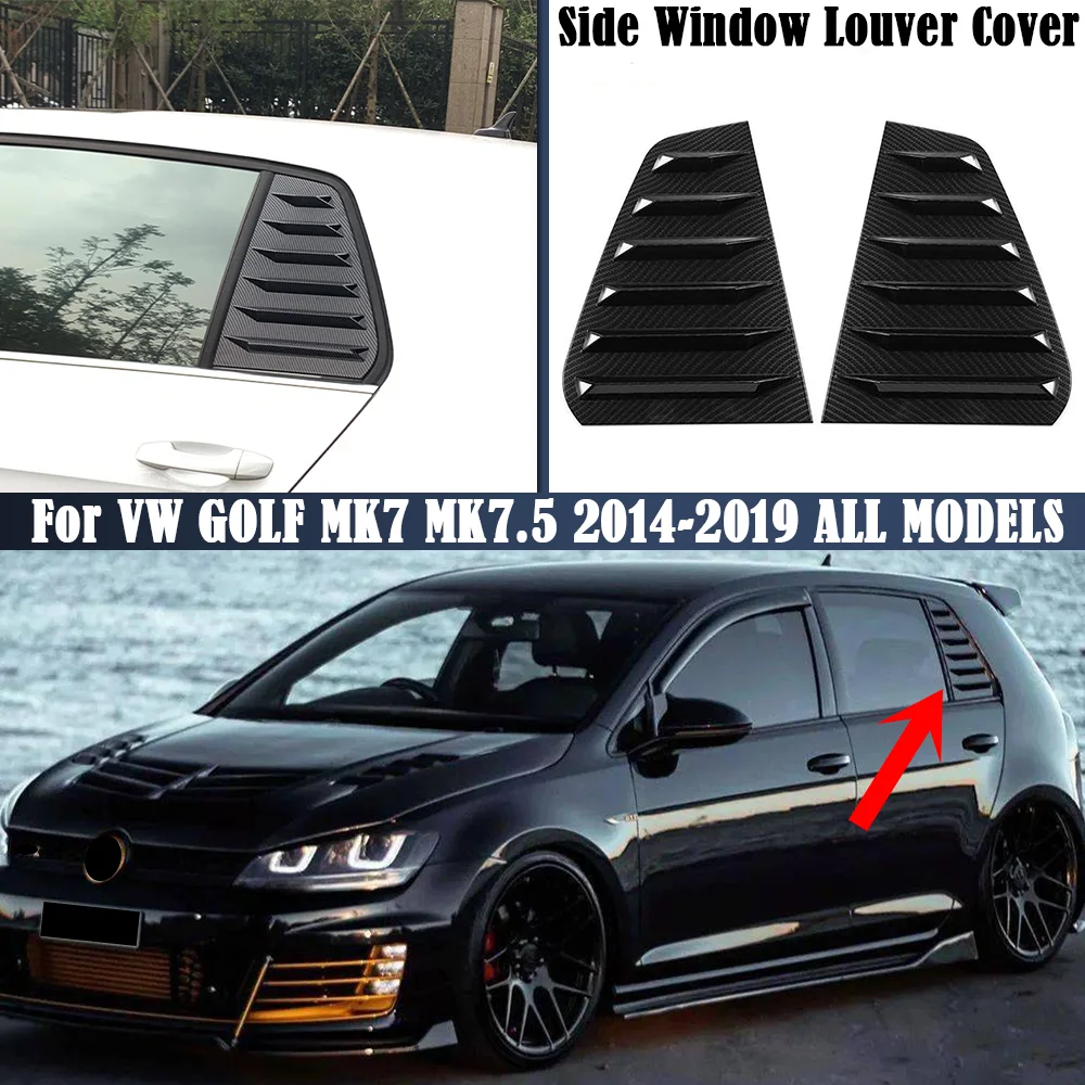 

2PCS Car Rear Louver Window Side Shutter Cover Trim Sticker Vent Scoop For Volkswagen VW GOLF MK7 MK7.5 2014-2019 GTI / GTD / R