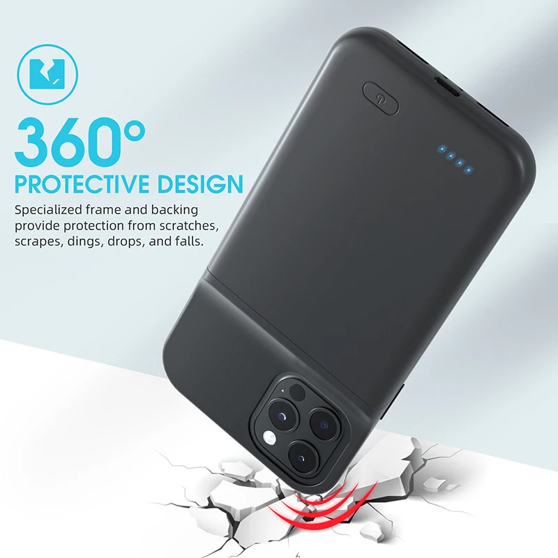 Battery Charger Case for IPhone 15/14/13/12/11 Pro Max Mini X/XS/XR 6/7/8 Plus SE2 6800mah/7000mah Power Bank Charger Case Cover view 3