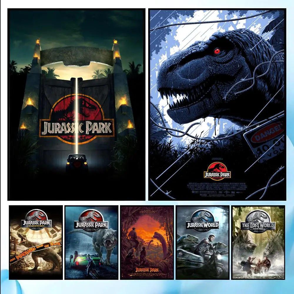 J-Jurassic Park Dinosaur World Poster HD Art Sticky Wall Waterproof Home Living Room Bedroom Bar Aesthetic Decoration