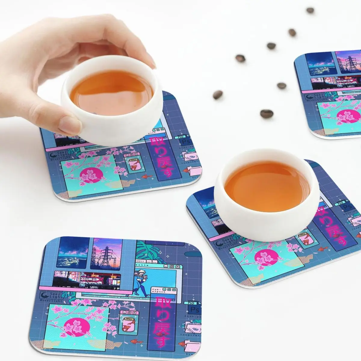 

SeerLight настольные ночные подставки кожаные салфетки водонепроницаемые изоляционные кофейные коврики для дома, кухни, обеденные подушечки, набор из 4 шт.