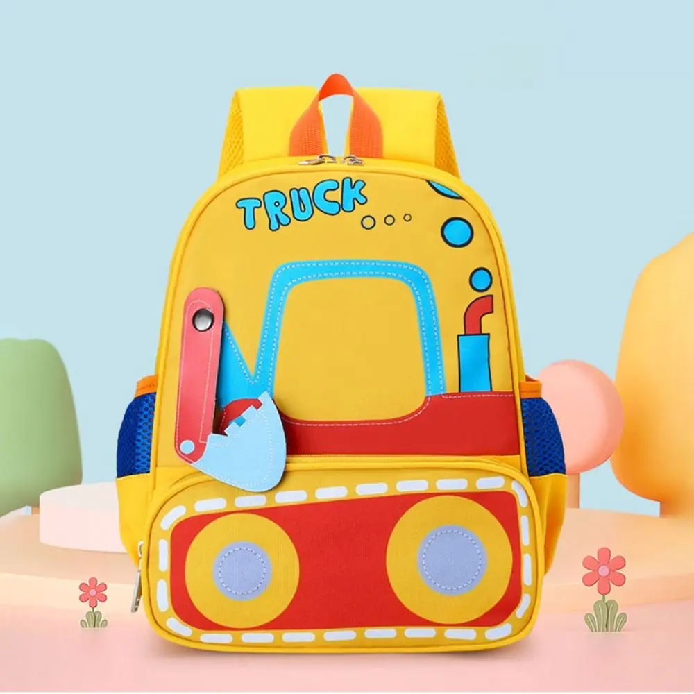 漫画ショベルカー子供スクールバッグ調節可能なストラップ軽量幼稚園スクールバッグ広々としたコンパートメント