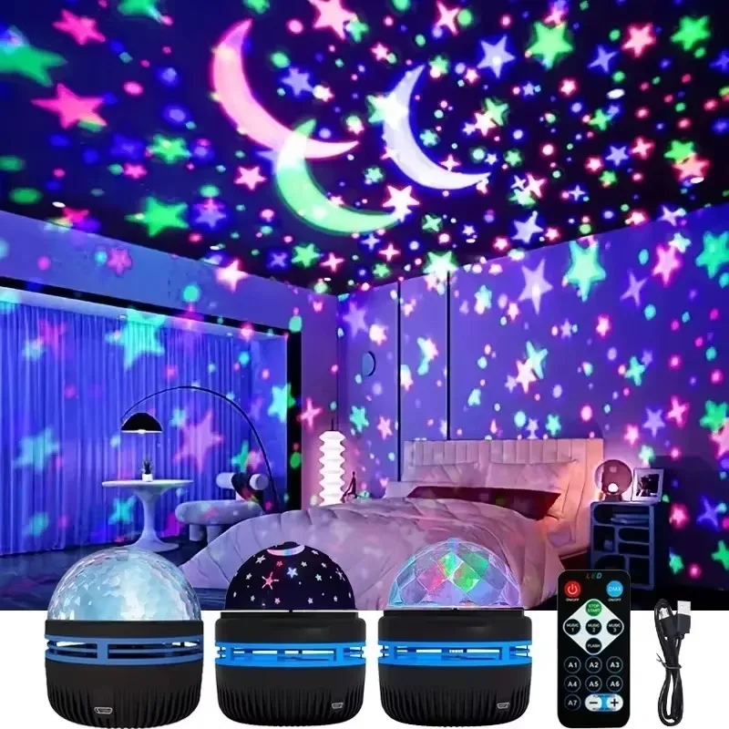 LED Projection Lamp Night Light Bedroom Indoor Rotating Decor Room Ambience Mood Lighting Home Party Festival Decoration