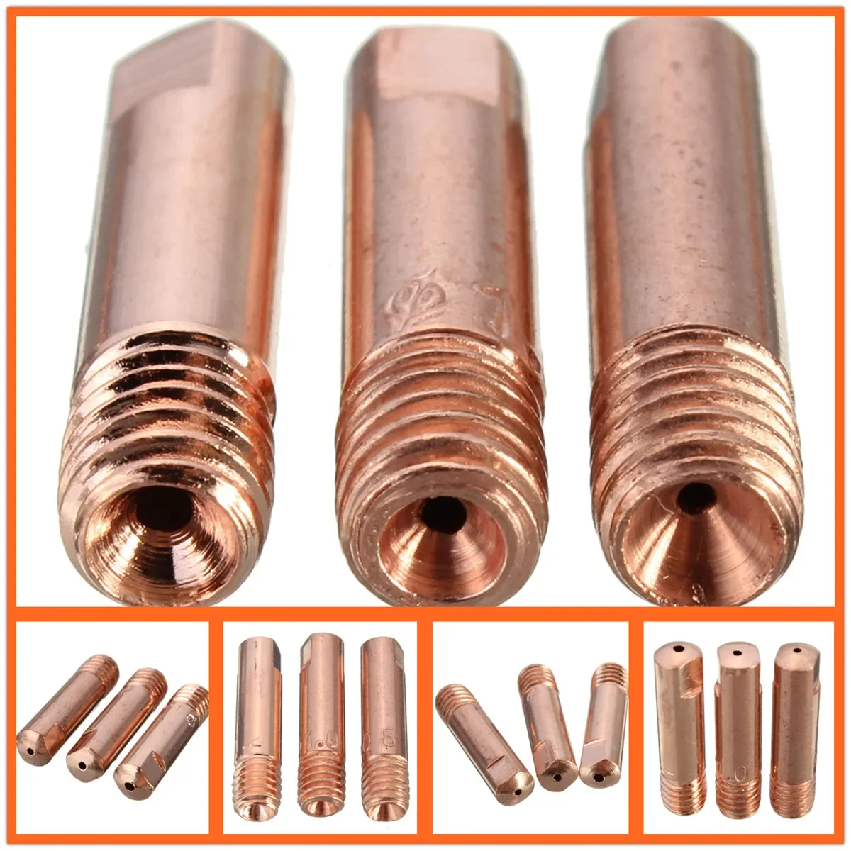 10pcs 0.8/1.0/1.2/1.6mm Copper Contact Tips Welding Nozzles for 24KD MIG/MAG Welding Torch Tip M6 For Gas Nozzle Welding Machine