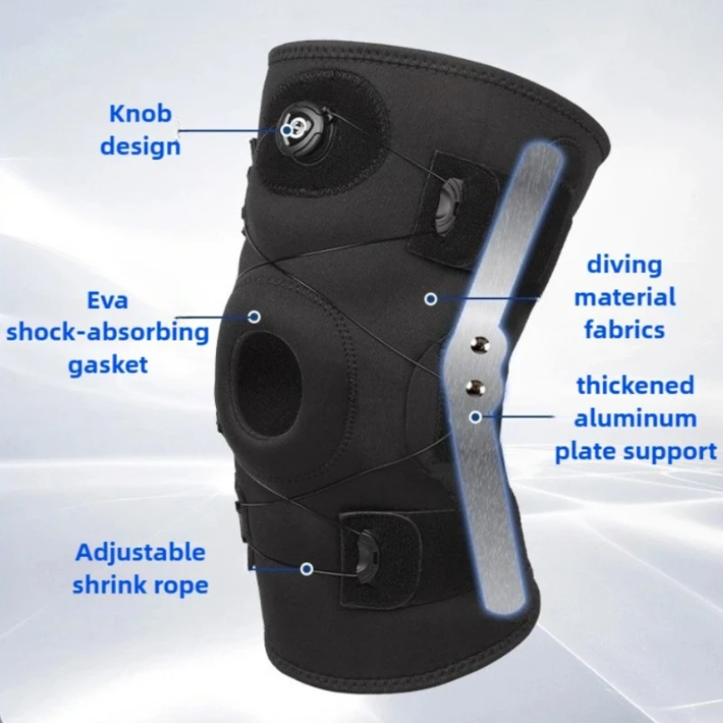

Hinged Knee Brace Dual Metal Stabilizers Open Patella Design Adjustable Support Sports Running Injury Recovery Athletes Seniors