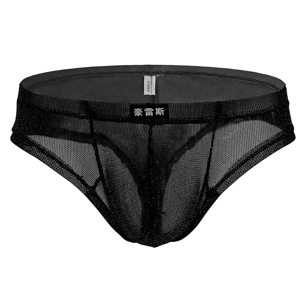 Men Sexy Low Rise Underpants See Trough Elastic Breathable Briefs Underwear Mesh G Strings Thong Nightwear T-Back Panties