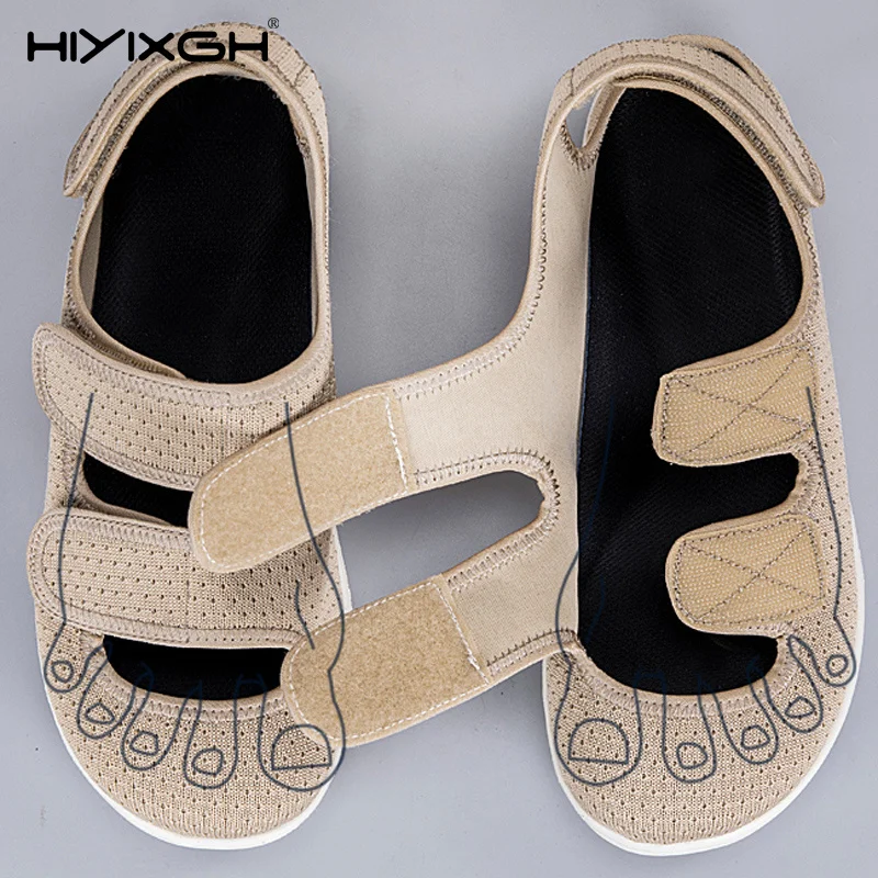 Men's Orthopedic Diabetic Shoes Adjustable Open Breathable Walking Shoes Wide Foot Sneakers for Elderly People with Swollen Feet