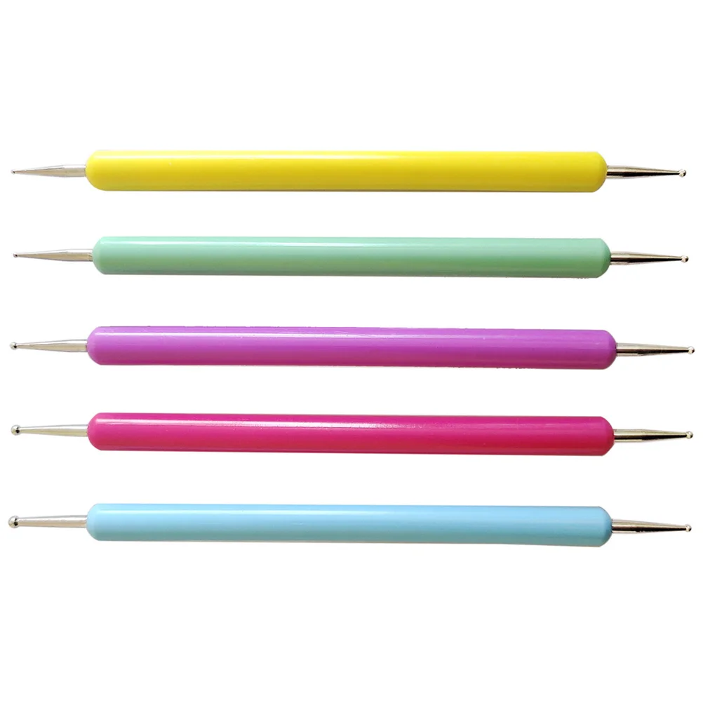 

5pcs Dotting Tools for Nails Embossing Pen Engraved Plastic Manicure Set Nail Art Drawing Supplies Clay Tools