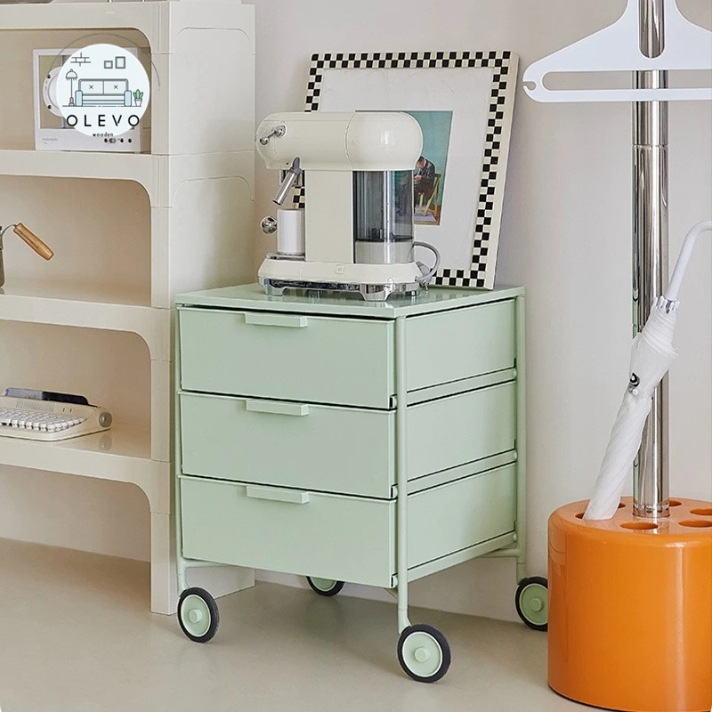 OLEVO Mobile Storage Bedside Table With Fashionable Simple Design Multifunctional Use To Expand The Activity Space In The Home