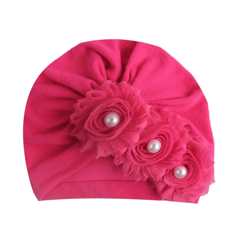 Cappello neonato turbante berretti elastici Cute Baby Flower Pearl Design ragazze ragazzi berretti Casual berretto Unisex