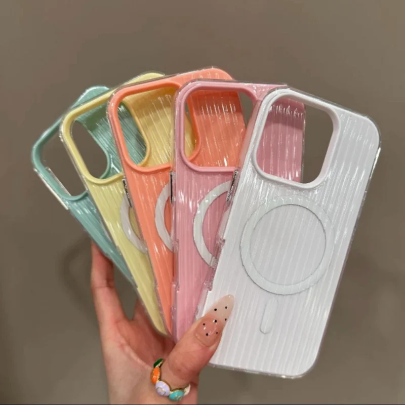 Luxuriöse 2-in-1 Candy-Farben Stoßfeste Magsafe-Handyhülle für iPhone 16E 15 14 13 12 11 Pro Max Magnetische Kabellose Ladehülle