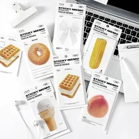 30 Sheets Cartoon Sticky Notes Cute Bread Ice Cream Bowtie Memo Pads Sticker Student Gifts Stationery School Office Supplies