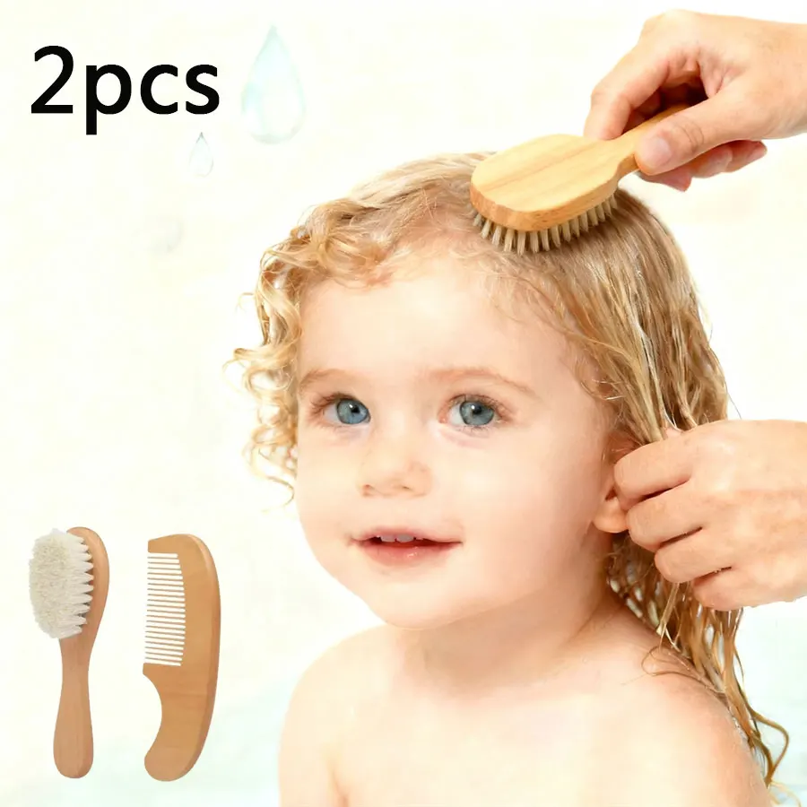 

2Pcs Comb Set High Beauty Massage Fluffy Cranial Hair Smooth Hair Wool Bath Brush Baby Shampoo Bath, Cleaning and Care