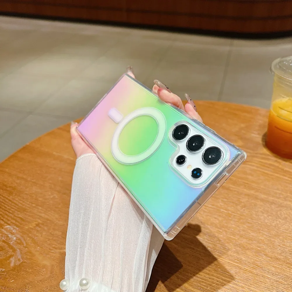 

Gradual Color Magnetic Magsafe Wireless Charge Case for Samsung Galaxy S24 Ultra S23 FE S22 S21 Plus A15 A35 A55 Clear Cover