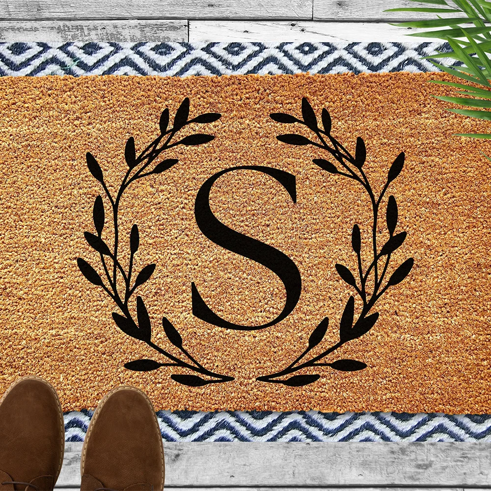 Initial Monogram Welcome Doormat Name-printed Entry Rug Patterned Floor Mat Front Door Mat Welcome Home Mat Porch Greeting Mat