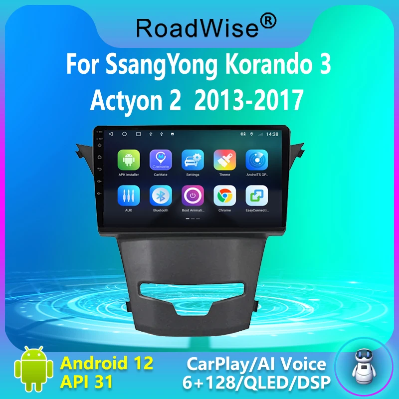 

8+256 Android Car Radio For SsangYong Korando 3 Actyon 2 2013 2015 2016 2017 Multimedia Carplay 4G Wifi GPS DVD 2 Din Autoradio