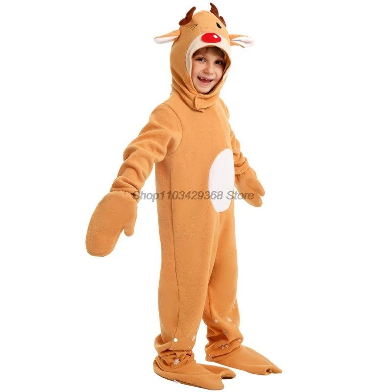 Kerst Kinderen jumpsuit Kerst Rendier rollenspel cosplay kostuum vakantie feest prestatie kleding Kerst pyjama voor kinderen