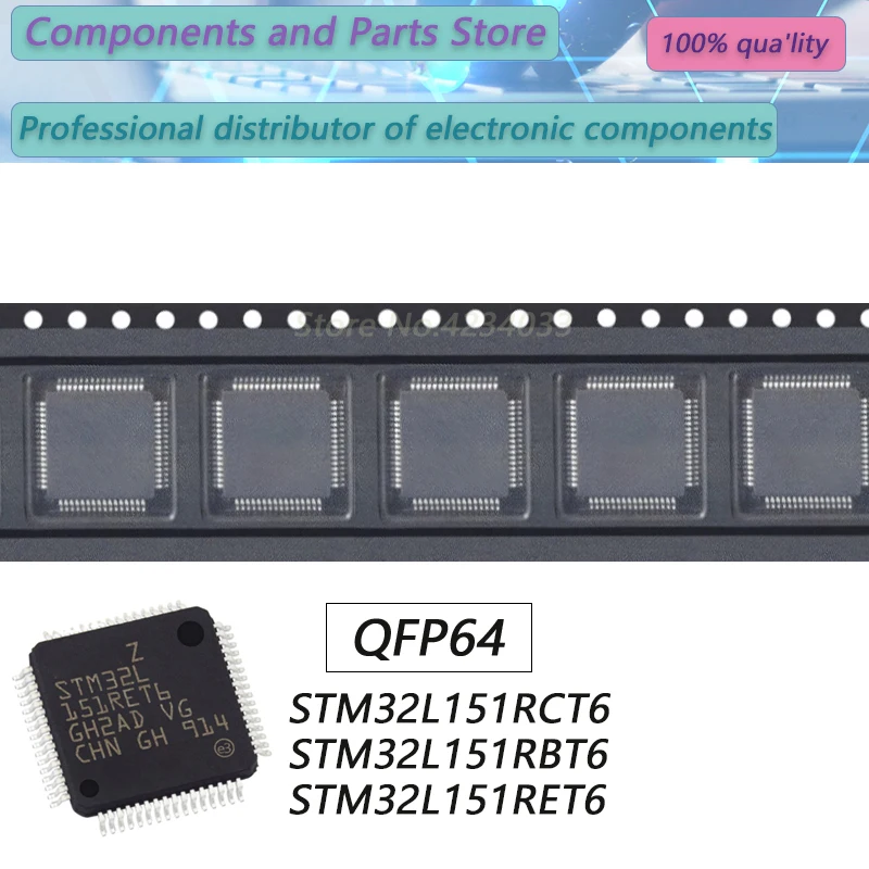 1PCS  STM32L151RCT6  STM32L151RBT6  STM32L151RET6   STM32L151 QFP64   New Original Stock