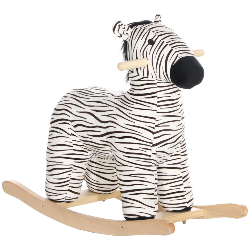 Cavalo de balanço, animal de balanço infantil, passeio em forma de zebra com som realista para meninos e meninas de 2 a 4 anos, preto