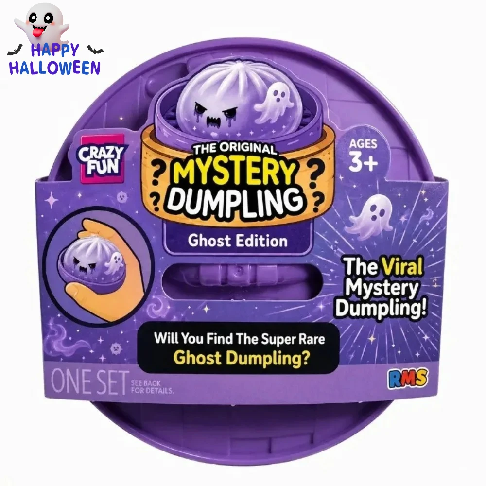 2026 Glitter Halloween Ghost Dumplings Squishy Soft Slow Rebound Resilience Decompression with Steamer Stuffed Bun Toy Gift