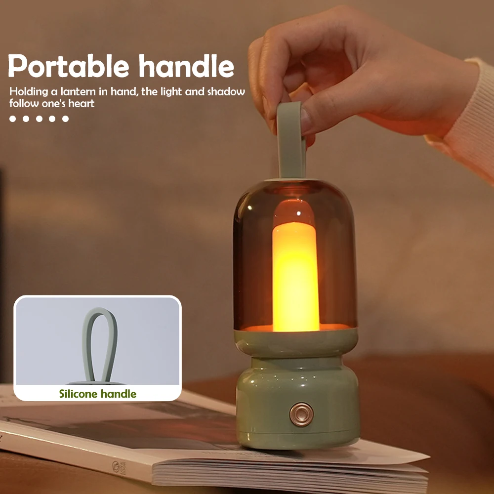 

D5 Rechargeable Atmosphere Night Light Warm White Retro Lantern Candlelight Night Lamp For Beside Table Lamp Desk Kid Home Decor