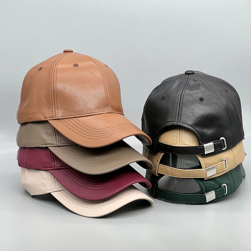 Korean Style Simple PU Baseball Cap Multiple Colors Sunshade Sports Cap Retro Casual Cap Stylish Men Women Sun Hat Outing Outfit