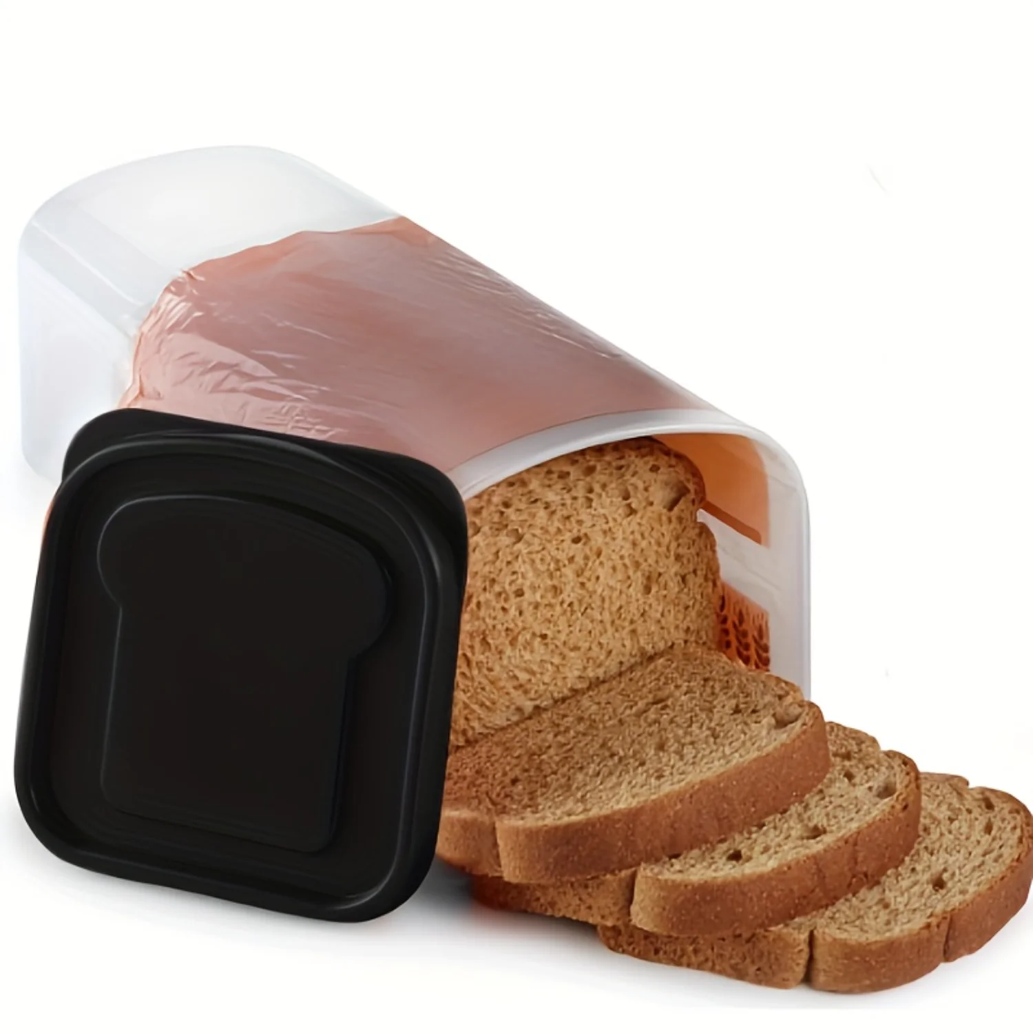 Bread Box with Clip-On Lid - Stackable, Leak-Proof, Reusable Plastic Container for Bread, Toast, Pasta