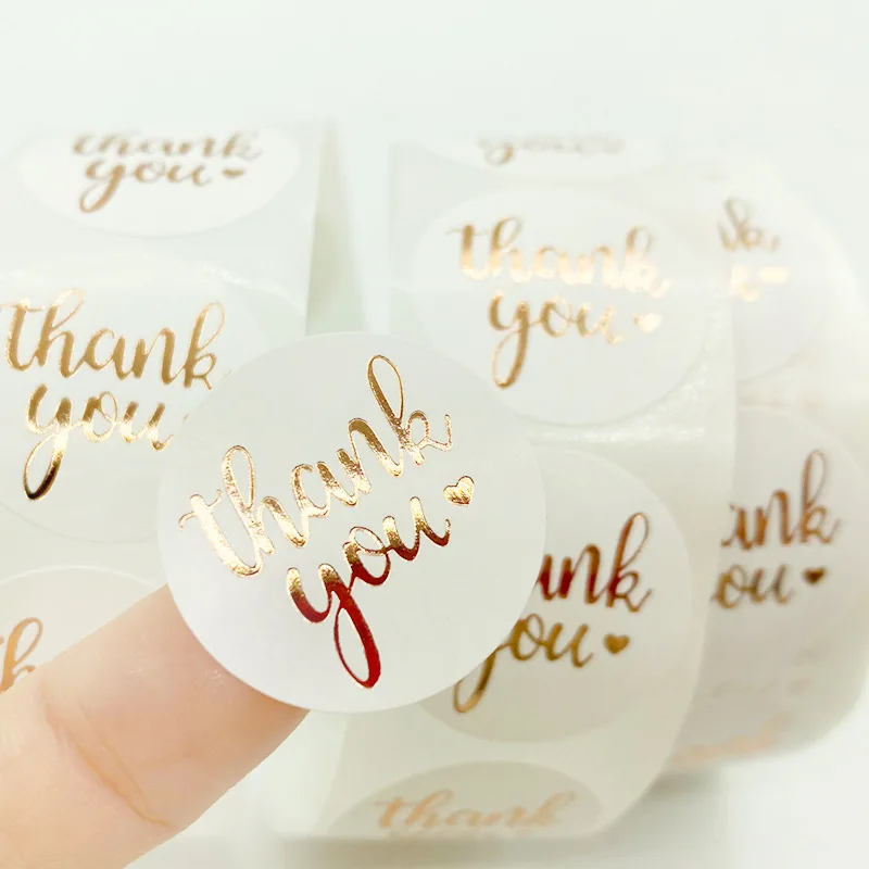 500Pcs/Roll Rose Golden Thank You Decorative Sticker Perfect for Party Gifts Envelopes&Business Packaging Labels