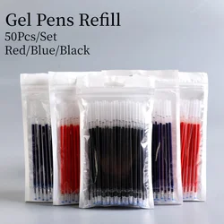 50Pcs/Set 0.5mm/0.38mm Gel Pen Refills Black/blue/red Ink Writing Pen Refills Office Stationery Supplies