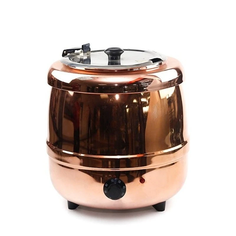 Luxury Commercial Stainless Steel Electric Soup Pot 10L/13L Capacity, Soup Warmer for Buffet