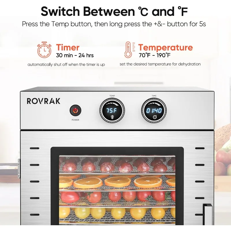 Imagem -02 - Rovrak-desidratador de Alimentos em Máquina Desidratadora de Camada Dupla Jerky Frutas Carne Ervas 12-bandejas Aço Inoxidável