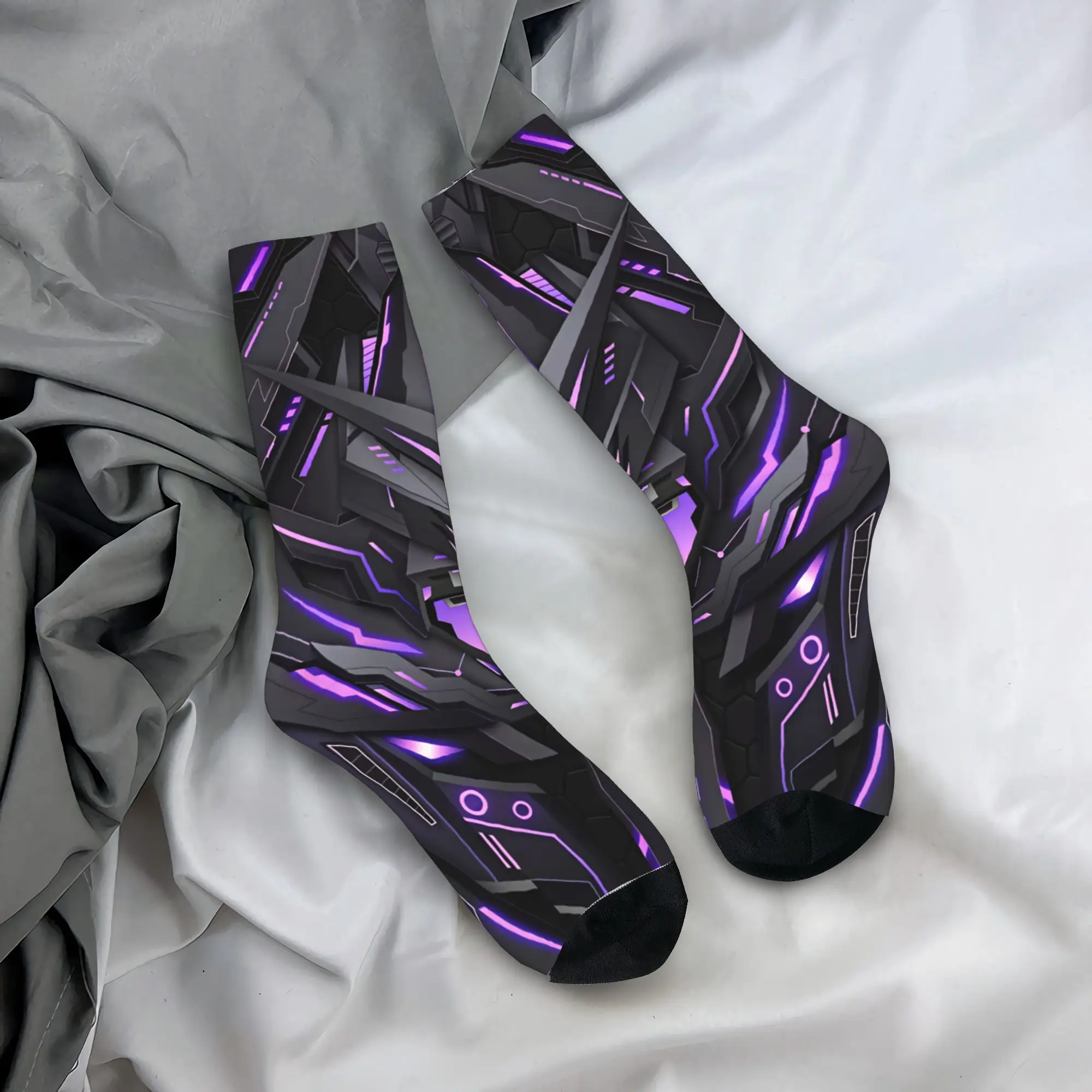 Tech Mechanical Robots Print Socks  Modern Stockings Adults Men Breathable Outdoor Socks Winter Printed Anti Bacterial Socks