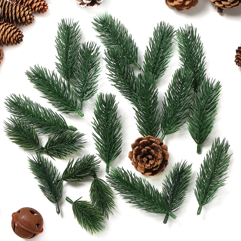 

20/50Pcs Christmas Garland Ornament Xmas Tree Decoration Artificial Pine Needles Party Supplies Fake Plants New Year 2026 Decor
