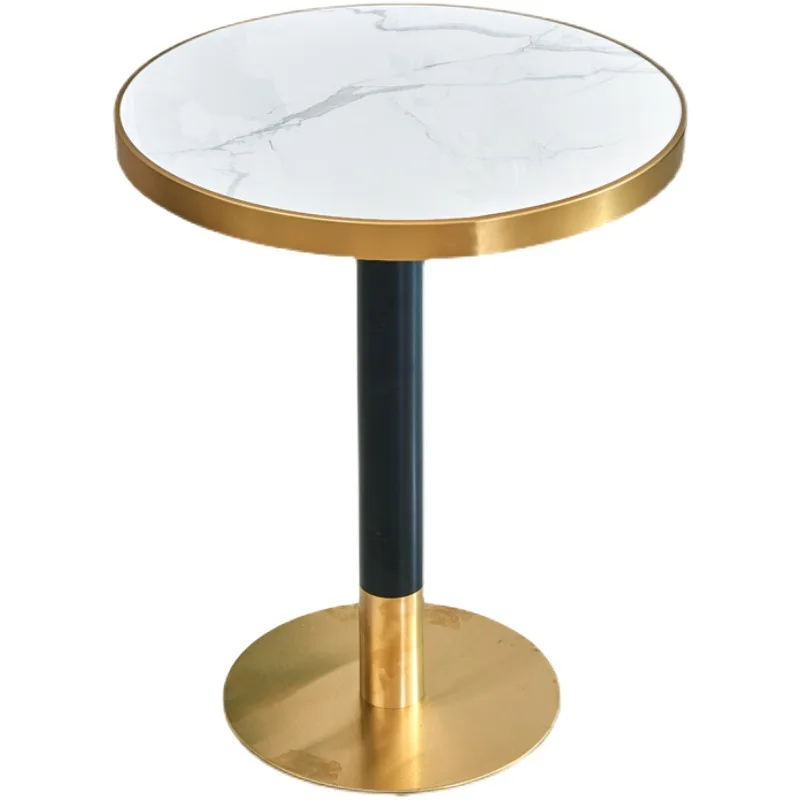 Eco-friendly Sintered Stone Marble Top Stainless Steel Gold Legs Square Table &Commercial Coffee Shop Restaurant Luxury Modern
