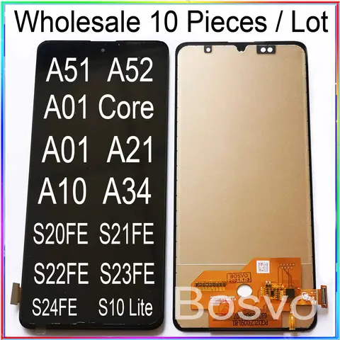 10 sztuk/partia Ekran LCD z dotykiem do Samsung A10 A52 A52S A51 A515 A01 Core A21 A34 S20FE S21FE S22FE S23FE S24FE