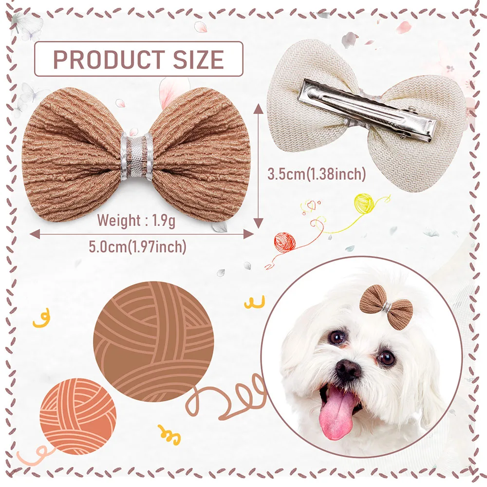 20PCS Cute Pet Dog Hairpin Cat Dog Solid Color Plaid Bow Hair Clips for Dogs Boutique Clips Dog Grooming Hair Accessories