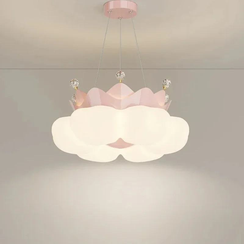 Minimalist Luxurious Cartoon Cream Cloud Shaped Crown LED Home Ceiling Lights Lustre Lamps for Living Room Decoration Chandelier
