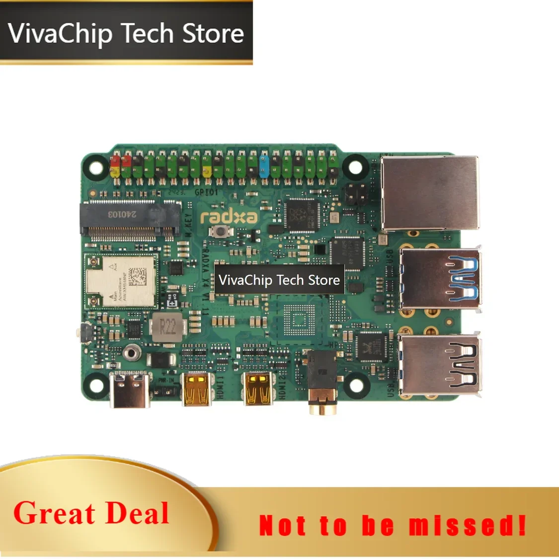 VivaCTNew Radxa X4 with Intel N100, Dual 4K Output, 2.5Gbps Ethernet, PCIe 3.0 M.2 M Key, WiFi 5/6, High-Performance SBC