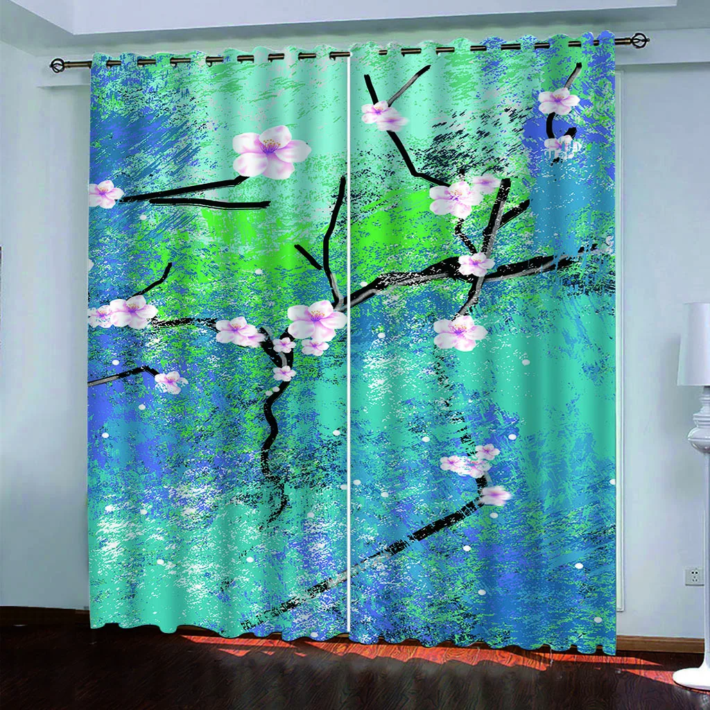 blue curtains plum curtain Popular modern minimalist bedroom living room 3d blackout curtains