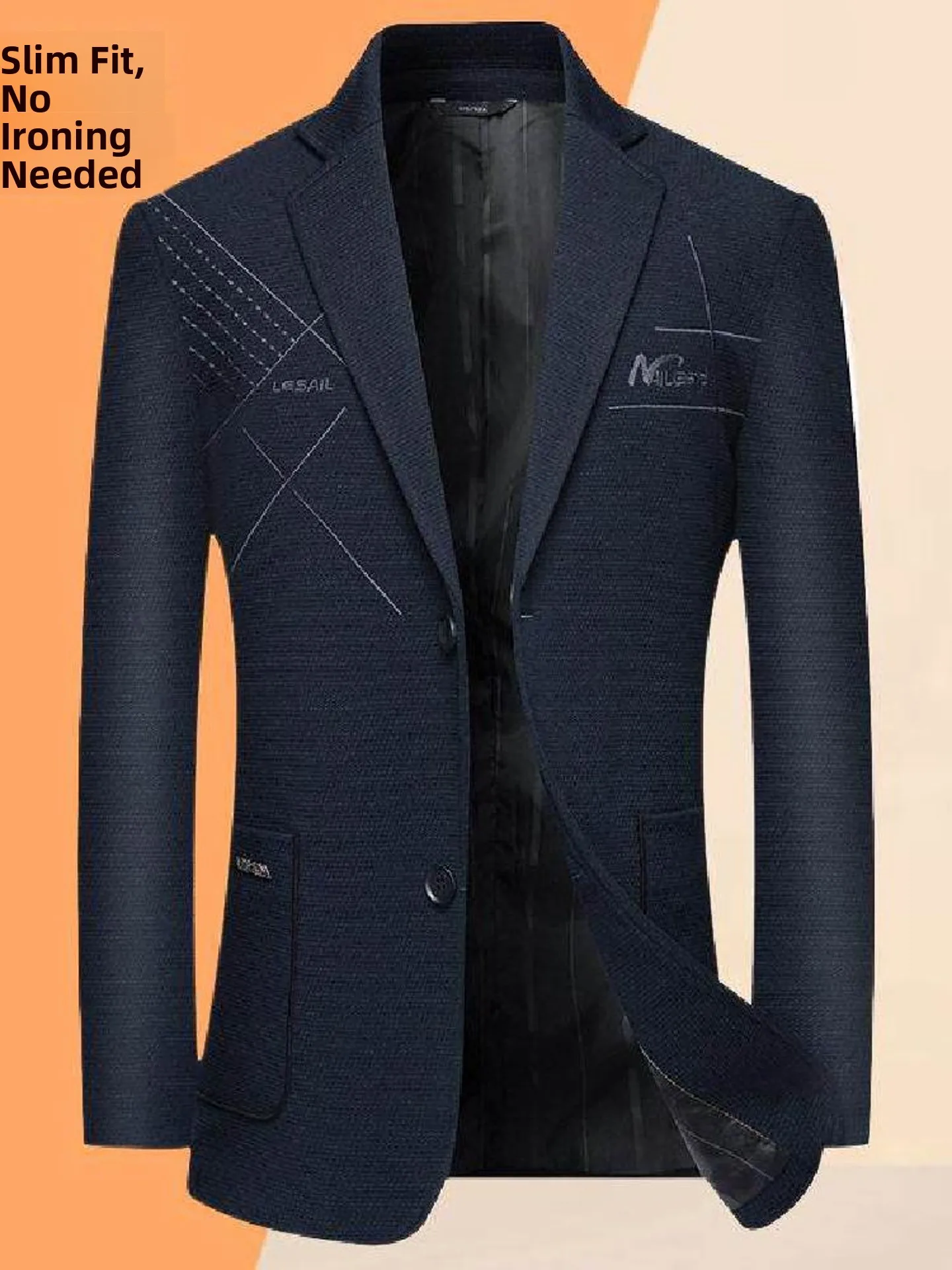 

Busin Casual Men's Suit Jaet Midlife Dad Sle High End Autumn Spring Faion Polyester Thiened Single Button
