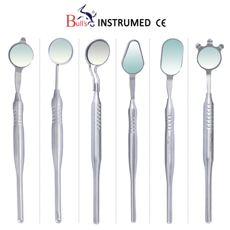 الثيران أجهزة Intl الفولاذ المقاوم للصدأ الأسنان عن طريق الفم مرآة رمش تمديد تبييض الأسنان تنظيف أداة مقبض مرآة #2