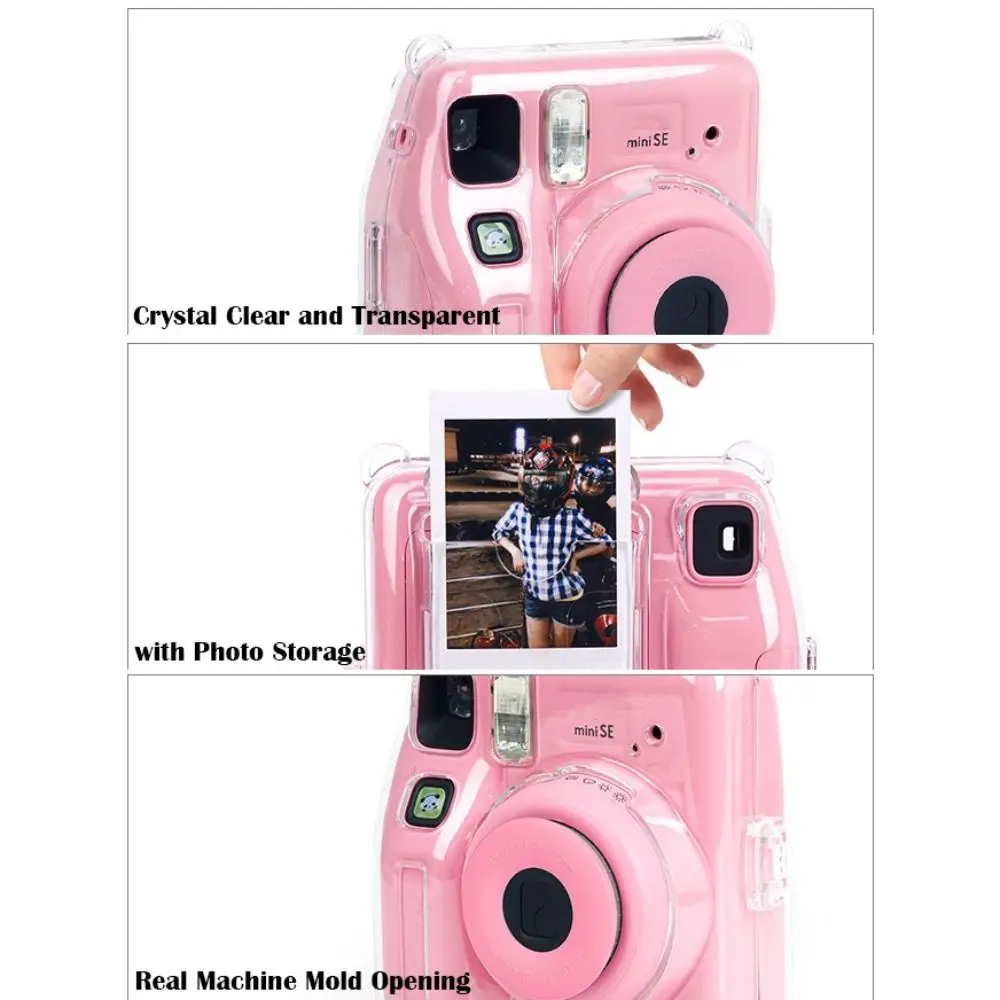Custodia in cristallo trasparente per fotocamera Fujifilm Instax Mini SE con custodia per fotocamera istantanea antigraffio antiurto