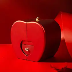 Exquisite Jewelry Box Red Apples-shape Necklace Ring Case with Long-lasting Soap Flower Acrylic Jewelry Display Holder