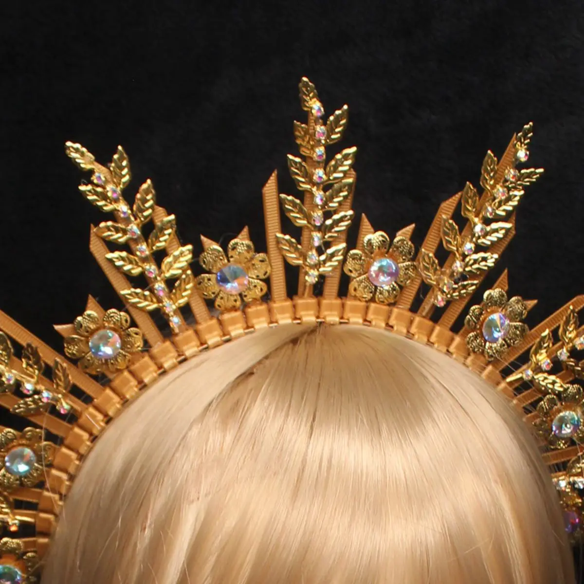 Baroque Cross Goddess Crown Headpiece Material Sun Crown Headdress Vintage Virgin Mary Tiara DIY Material Package